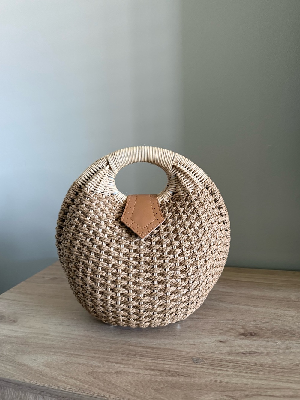 Handwoven Rattan Straw Summer Bag - Natural